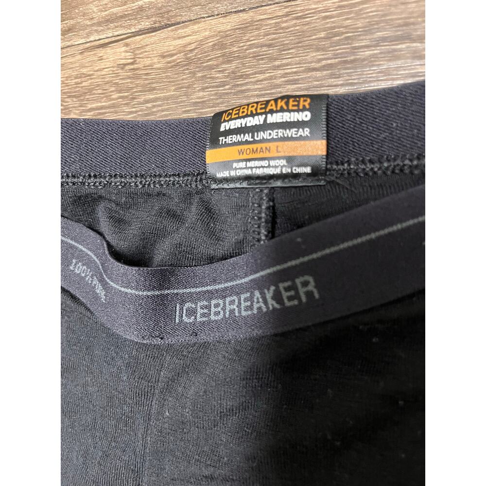 Icebreaker Everyday Merino Wool Thermal Leggings Black Base Layer Women Large - Picture 3 of 3